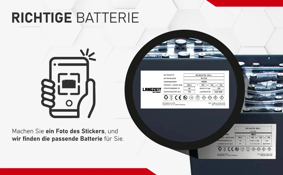 Gabelstaplerbatterie 24V 4PZS 620Ah – Passende Staplerbatterie anhand eines Fotos des Typenschilds bestimmen – Art.-Nr. LZ24V-4PZS-620
